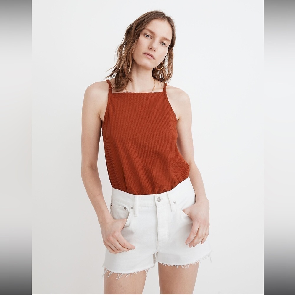 madewell relaxed fit rigid denim shorts in tile white 2021